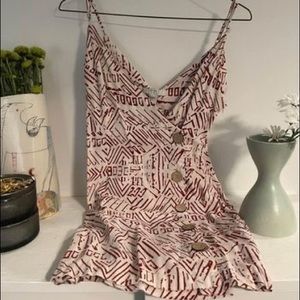 F21 linen printed wrap short dress - S/M